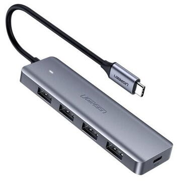 UGREEN CM219 70336, USB Type-C la 4x USB 3.2 cu port de alimentare USB-C, Gri