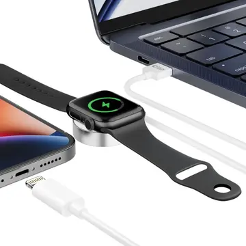 Tech-Protect Cablu 2 in 1 USB C Lightning pentru Apple Watch 1.5m Alb