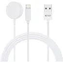 Cablu 2 in 1 USB C Lightning pentru Apple Watch 1.5m Alb