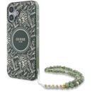 Guess Husa pentru iPhone 16 Plus - Guess IML Flowers Allover Electro With Pearl Strap MagSafe (GUHMP16MHCPOFPA) - Green