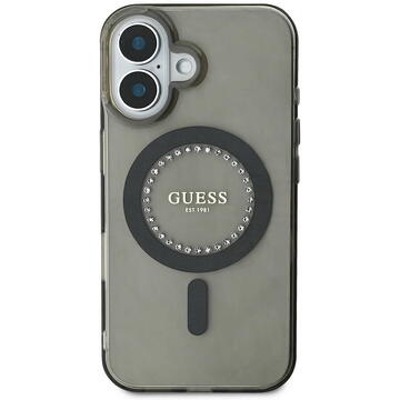 Husa Husa pentru iPhone 16 - Guess IML Rhinestones MagSafe (GUHMP16SPFTDTEK) - Black
