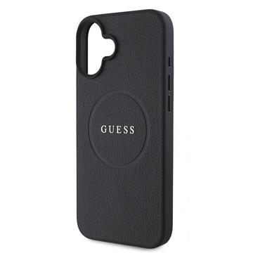 Husa Husa pentru iPhone 16 Plus - Guess Grained Gold Ring MagSafe (GUHMP16MPGHSMMK) - Black