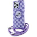 Husa pentru iPhone 15 Pro - Karl Lagerfeld IML Crossbody MagSafe (KLHMP15LHCKCKLCU) - Purple Monogram Karl&Choupette Head