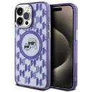 Husa pentru iPhone 15 Pro - Karl Lagerfeld IML MagSafe (KLHMP15LHMCKMHU) - Purple Monogram Karl&Choupette Head