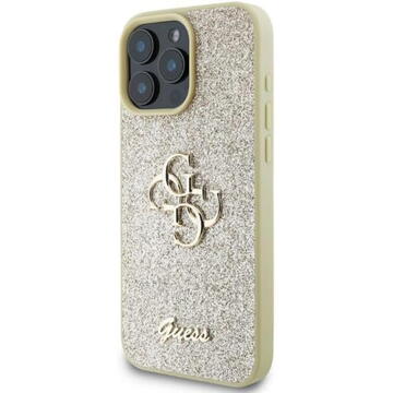Husa Husa pentru iPhone 16 Pro - Guess Glitter Fixed Big 4G (GUHCP16LHG4SGD) - Gold