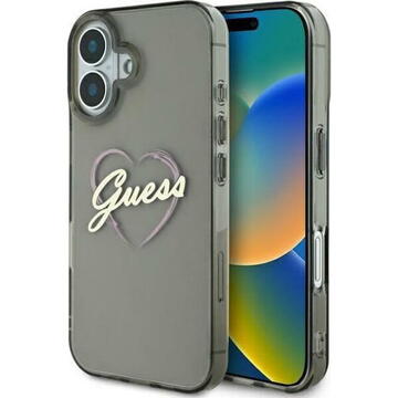 Husa Husa pentru iPhone 16 Plus - Guess Hardcase IML Heart (GUHCP16MHCHGSPK) - Black