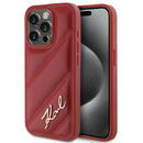 Husa pentru iPhone 15 Pro - Karl Lagerfeld Diagonal Quilted Script (KLHCP15LPQDSMGR) - Red