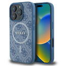 Husa pentru iPhone 16 Pro - Guess 4G Ring Classic Logo MagSafe (GUHMP16LG4GFRB) - Blue