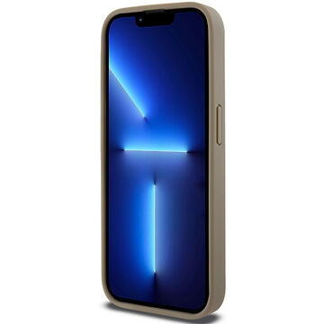 Husa iPhone 15 Pro - DKNY Leather Printed Pattern Metal Logo MagSafe (DKHMP15LPSOSPW) - Brown