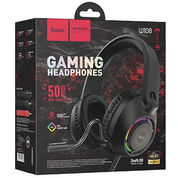 Casti Hoco cu Fir si Microfon 2m Sue W108 Negru