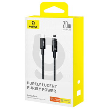 USB-C la Lightning, Fast Charging 20W, 2m - Baseus Gem (P10373001311-01) - Galaxy Blue