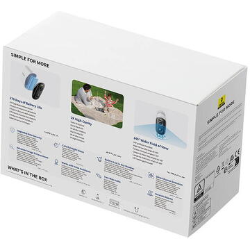 Camera de supraveghere Baseus 47860, 2K, 10500 mAh, Alb