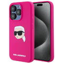 Husa pentru iPhone 15 Pro Max - Karl Lagerfeld Silicone MagSafe (KLHMP15XSKHPPLF) - Fuchsia Karl`s Head