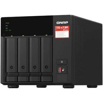 NAS QNAP TS-473A + QSW-1105-5T Bundle Pack NAS Tower Ryzen Embedded V1500B 8 GB DDR4 0 TB QNAP Turbo System Black