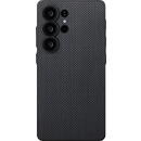 Pitaka Husa Pitaka PIN Button, Aramida, pentru Samsung Galaxy S25 Ultra, Negru/Gri