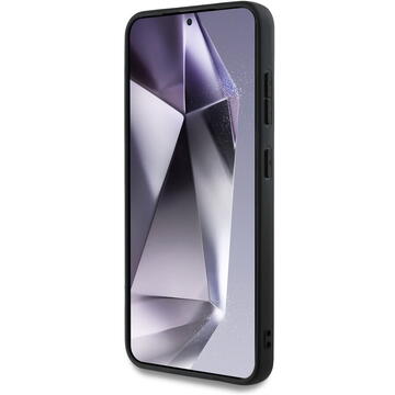 Husa Husa pentru Samsung Galaxy S25 - Guess Grained Flowers MagSafe (GUHMS25SPGNMPLMK) - Black