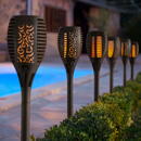 Garden of Eden Lampă solară LED - perforabilă - efect de flacără - 12 LED galbene - plastic - negru - 10 x 58 cm