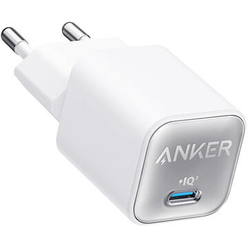 Incarcator de retea Anker 511 Nano 3 30W USB-C, PowerIQ 3.0, PPS Alb