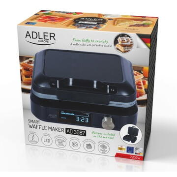 Adler Aparat de facut vafe 2200 W Negru