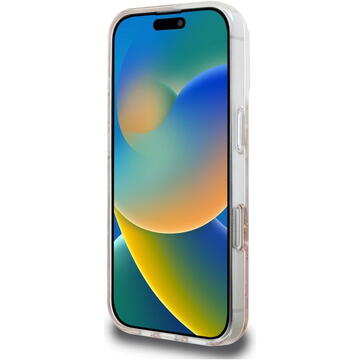 Husa Husa pentru iPhone 16 Pro Max - Guess  Hardcase Resin Flowers and Glitter MagSafe (GUHMP16XRBFGFGMP) - Pink