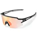 Rockbros Cycling Glasses Photochromic UV Protection with Corrective Insert Orange Lenses - Black
