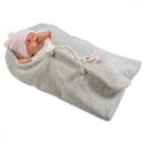 Doll crying Mimi in grey sleeping bag 40 cm