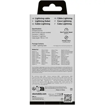 SBS TECABLEUSBIP589A USB-A - Lightning Cable - Blue
