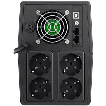 Spacer SPUP-2000D-LIT01, 2000VA/ 1200W, 4 x Schuko, Negru