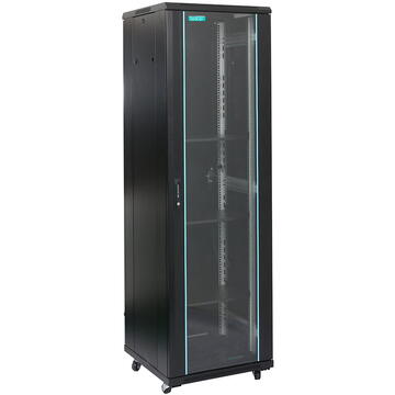 CABINET 19" SPACER  27U 600x1000mm, de podea, Flatpack (dezasamblat),  Black, usa sticla cu blocare, panouri laterale detasabile, otel 2mm, sarcina maxima 1000Kg, "SPCN-27U-1000-BK-03"