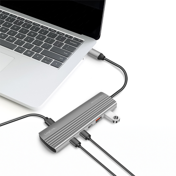 LogiLink UA0415, 8 x USB-C, 2 x USB-A, Argintiu
