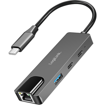 LogiLink UA0432,  2x USB-C, 1x USB 3.2, Gri