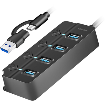 LogiLink UA0419, USB-A 3.2 Gen2 x 4, Negru
