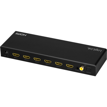 SWITCH video LOGILINK, 4 x 1 port, Input: HDMI (M) x 4, Output: HDMI (M) 2.0 x 1, Coaxial x 1, Toslink x 1, rezolutie maxima 4K (3840 x 2160) la 60 Hz, HDCP 2.2, audio, negru, "HD0046" (timbru verde 0.8 lei)