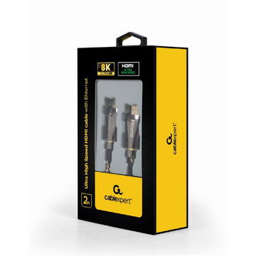 CABLU video GEMBIRD, HDMI (T) la HDMI (T), 2m, HDMI 2.1, premium, conectori auriti, rezolutie maxima 8K (7680 x 4320) la 60 Hz, negru, "CCBP-HDMI8K-2M" (timbru verde 0.8 lei)