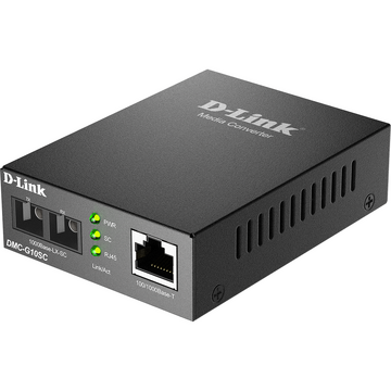 MEDIA CONVERTOR D-Link, 100/1000Base-T Gigabit Ethernet connection to a single-mode fibre 1000Base-LX Gigabit Ethernet, pana la 10km, montabil in sasiu "DMC-G10SC" (include timbru verde 0.8 lei)