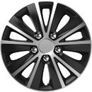 VERSACO Capac roată auto negru argintiu cu șuruburi cromate rapide nc 16" inch