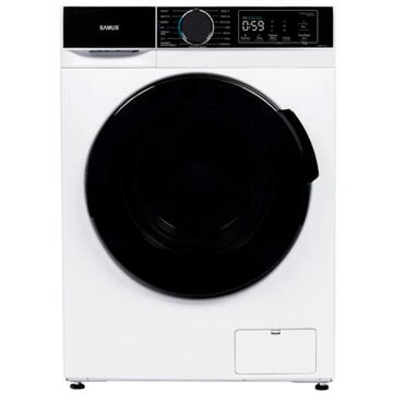 Masina de spalat rufe Samus WSADI-12143, 12 kg, 15 programe, Motor inverter, 1400 rotatii, Clasa energetica A, Afisaj electronic, Programe Abur, Blugi, Pilote, Eliminare par de animale, Alb