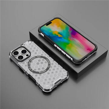 Husa Husa transparenta pentru iPhone 16 Pro Max - Techsuit HoneyComb Shield MagSafe - White