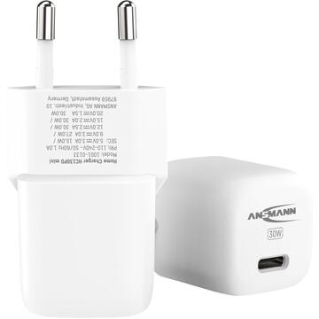 Incarcator de retea Ansmann 1001-0154 HC130PD-mini 1x USB-C GaN charger 30W White PowerDelivery Multisafe technology)