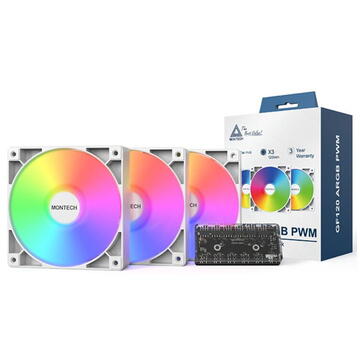 MONTECH Kit 3x GF120 ARGB PWM Alb