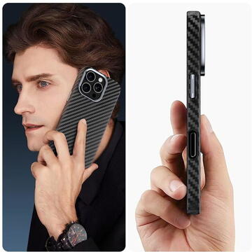Husa Husa pentru iPhone 15 Pro Max - Techsuit CarbonHalo MagSafe - Black