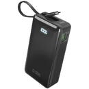 SBS 10000 mAh 20W cu cablu USB-C încorporat și afișaj digital - neagră