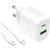 Incarcator de retea Puro PUTCUSBAC25WDYKCCWHI USB-A + USB-C 1.2m - 25W Alb