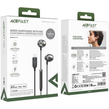 Casti Acefast 6974316282624, 1.2 m, Negru