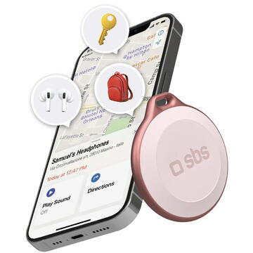 SBS Track My Circle Waterproof IP65 Locator Compatible with Apple Find My - Pink