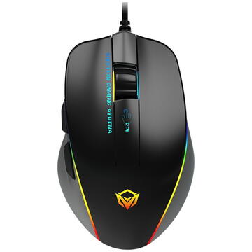 Mouse Mouse de gaming Meetion GM23, Iluminat RGB, 12800 cpi, 128 x 81 x 40 mm, Lungime cablu 1.8 m, Negru-Gri