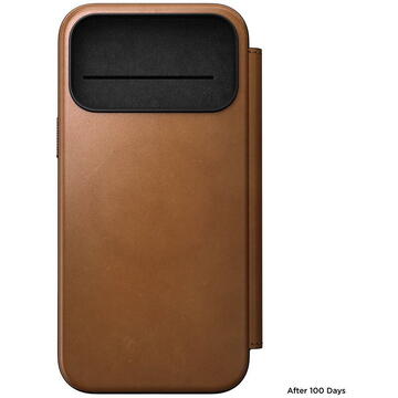 Husa Nomad Modern Leather Folio, english tan - iPhone 17 Pro Max