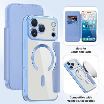 Husa Husa pentru iPhone 17 Pro Max - Techsuit SmartMag Book Case - Light Blue