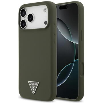 Husa Husa pentru iPhone 17 Pro Max - Guess Silicone Triangle Logo MagSafe (GUHMP17XSCTRLMA) - Khaki