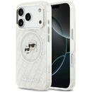 Husa pentru iPhone 17 Pro - Karl Lagerfeld Glitter MagSafe (KLHMP17LHMKBKCHOG) - White Karl&Choupette Head